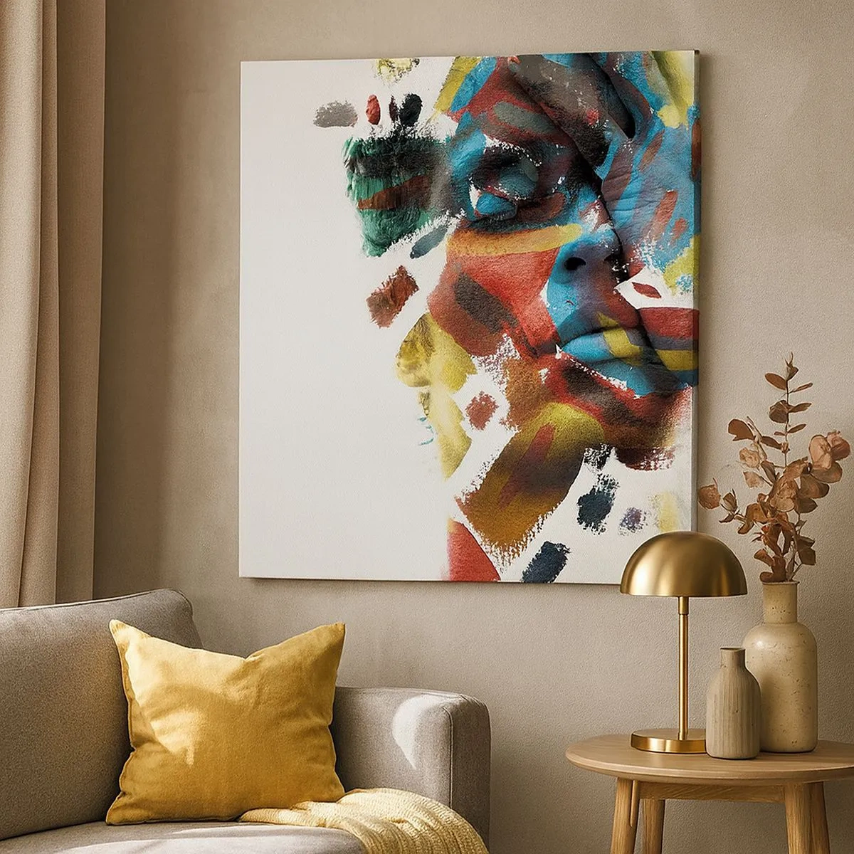 Lærredstryk - Billede på lærred - Farverig personlighed - 30x30 cm