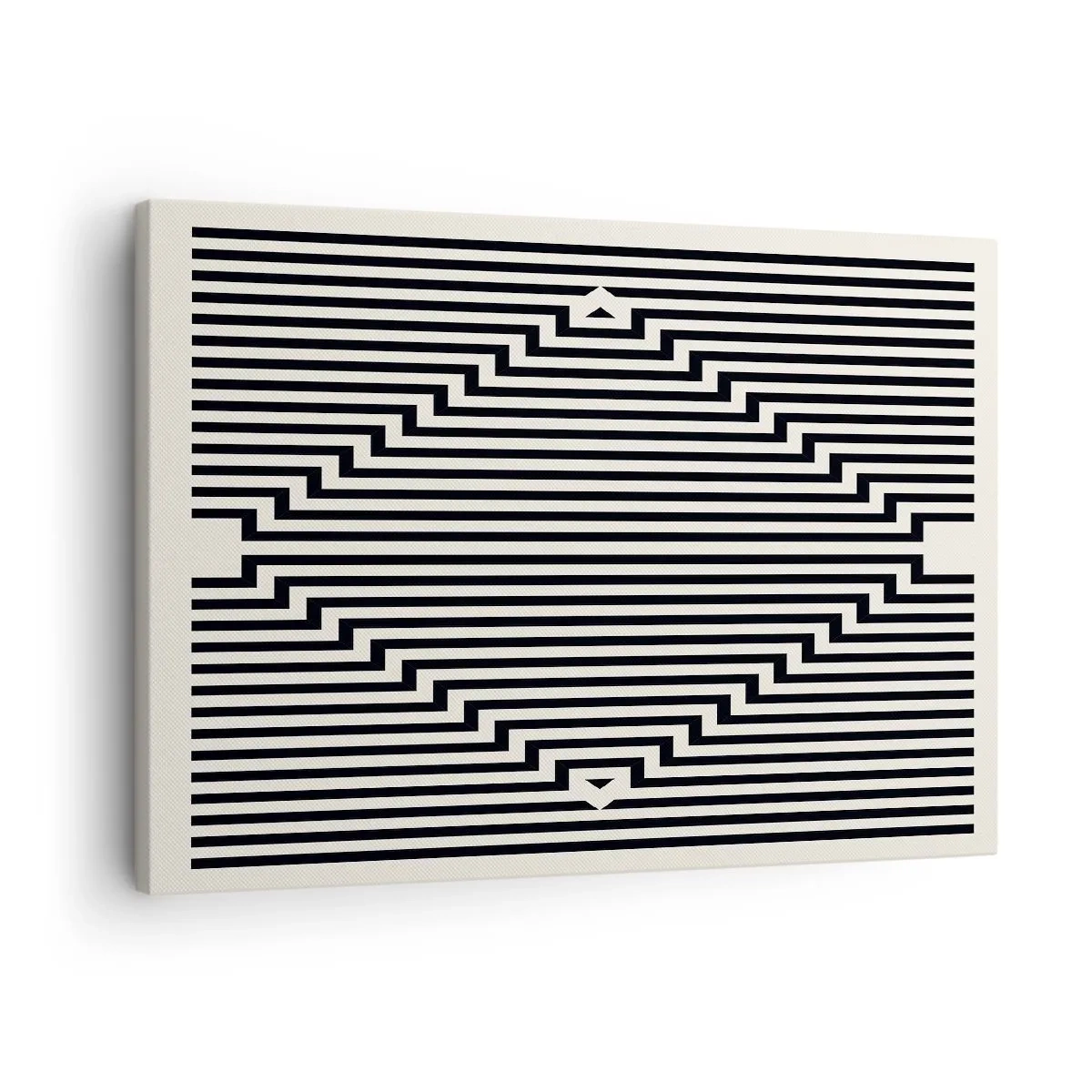 Lærredstryk - Billede på lærred - Sorte og hvide linjer skaber en geometrisk illusionseffekt - 70x50cm - Geometrisk illusion - Moderne vægdekoration til stue og soveværelse ARTTOR