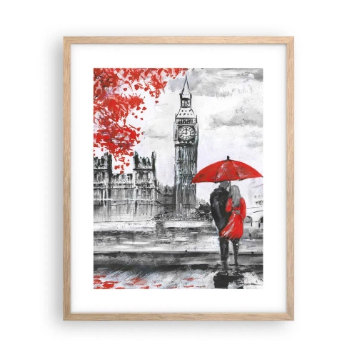 Plakat i ramme af lyst egetræ - Forelsket i London - 40x50 cm