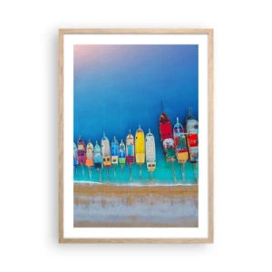 Plakat i ramme af lyst egetræ - Fra et fugleperspektiv - 50x70 cm