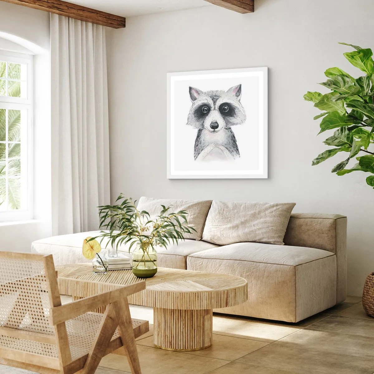 Plakat i hvid ramme - Et øjeblik til at trække på skuldrene - 40x40 cm