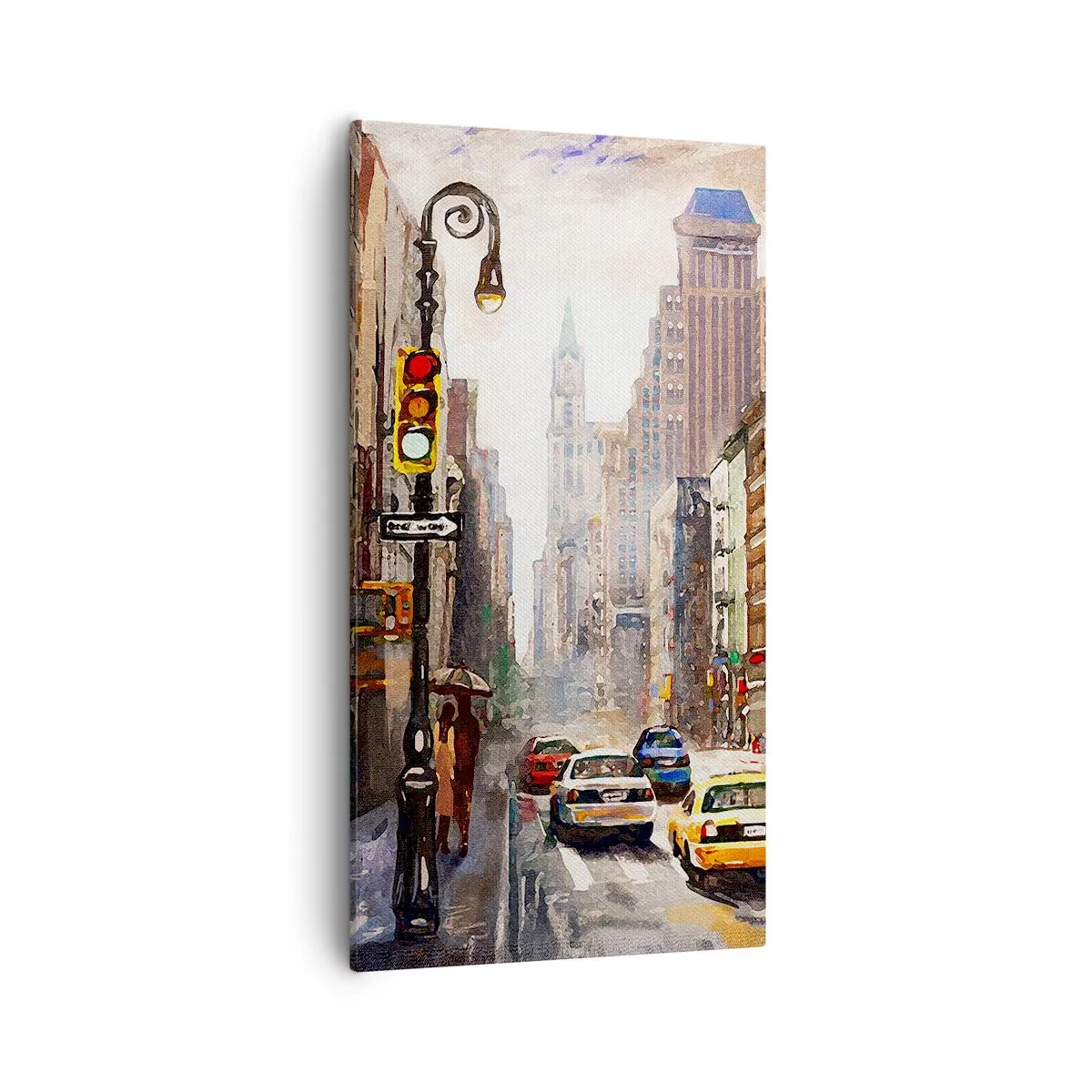 Lærredstryk - Billede på lærred - New York - også farverig i regnvejr - 55x100 cm
