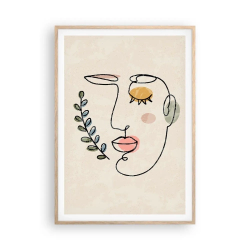 Plakat i ramme af lyst egetræ - Ro fundet - 70x100 cm