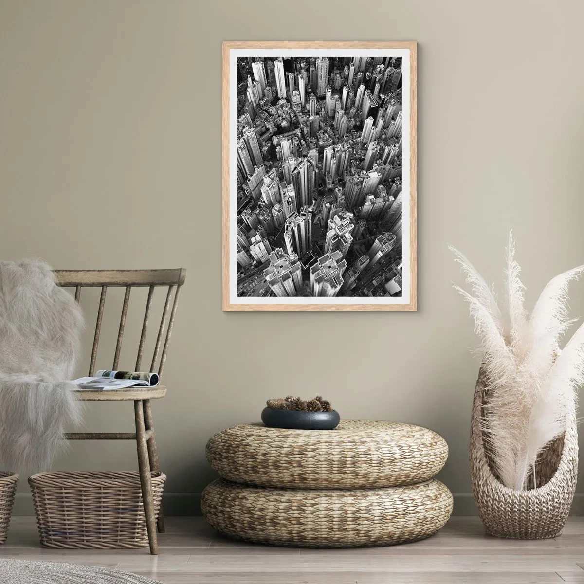 Plakat i ramme af lyst egetræ - Stadig højere og højere - 61x91 cm