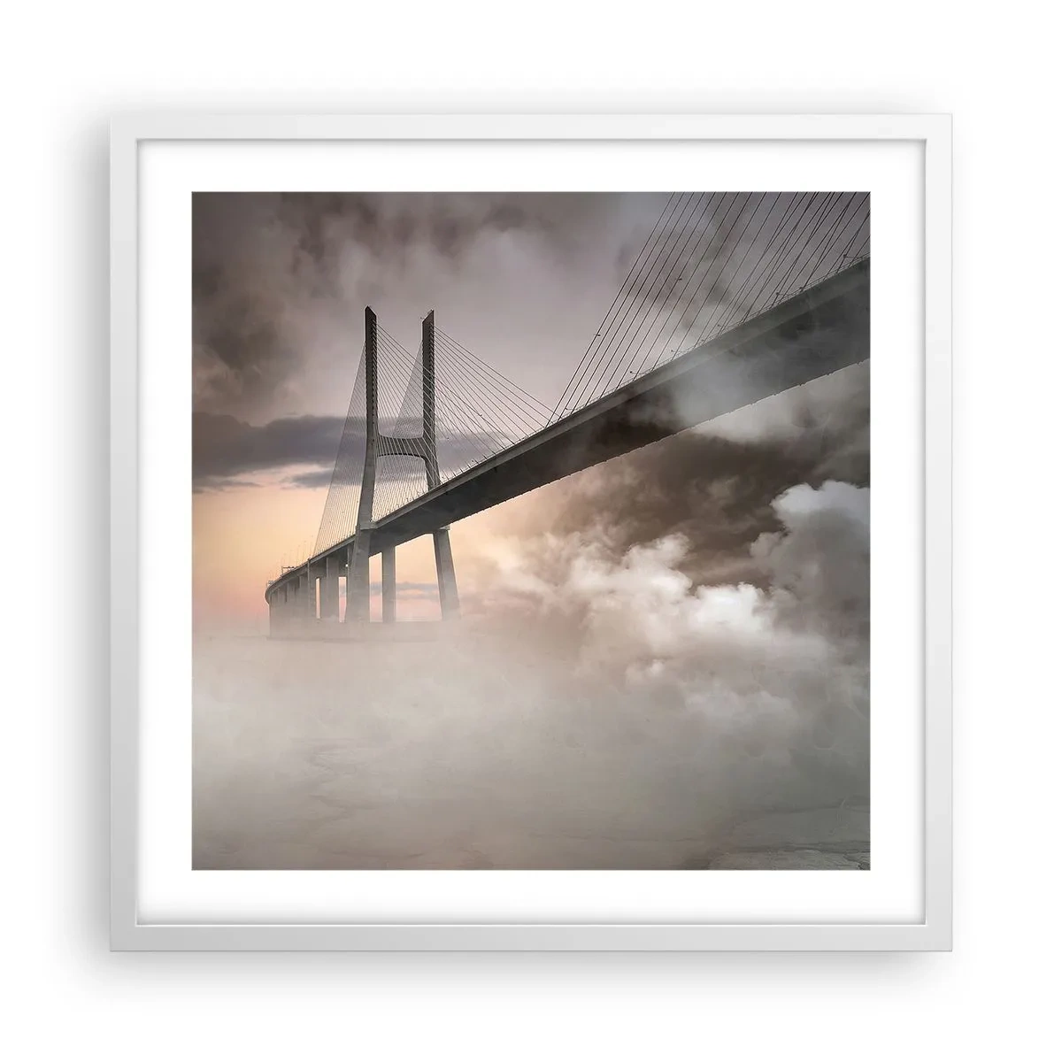 Plakat i hvid ramme - På en flod, der ikke eksisterer - 50x50 cm