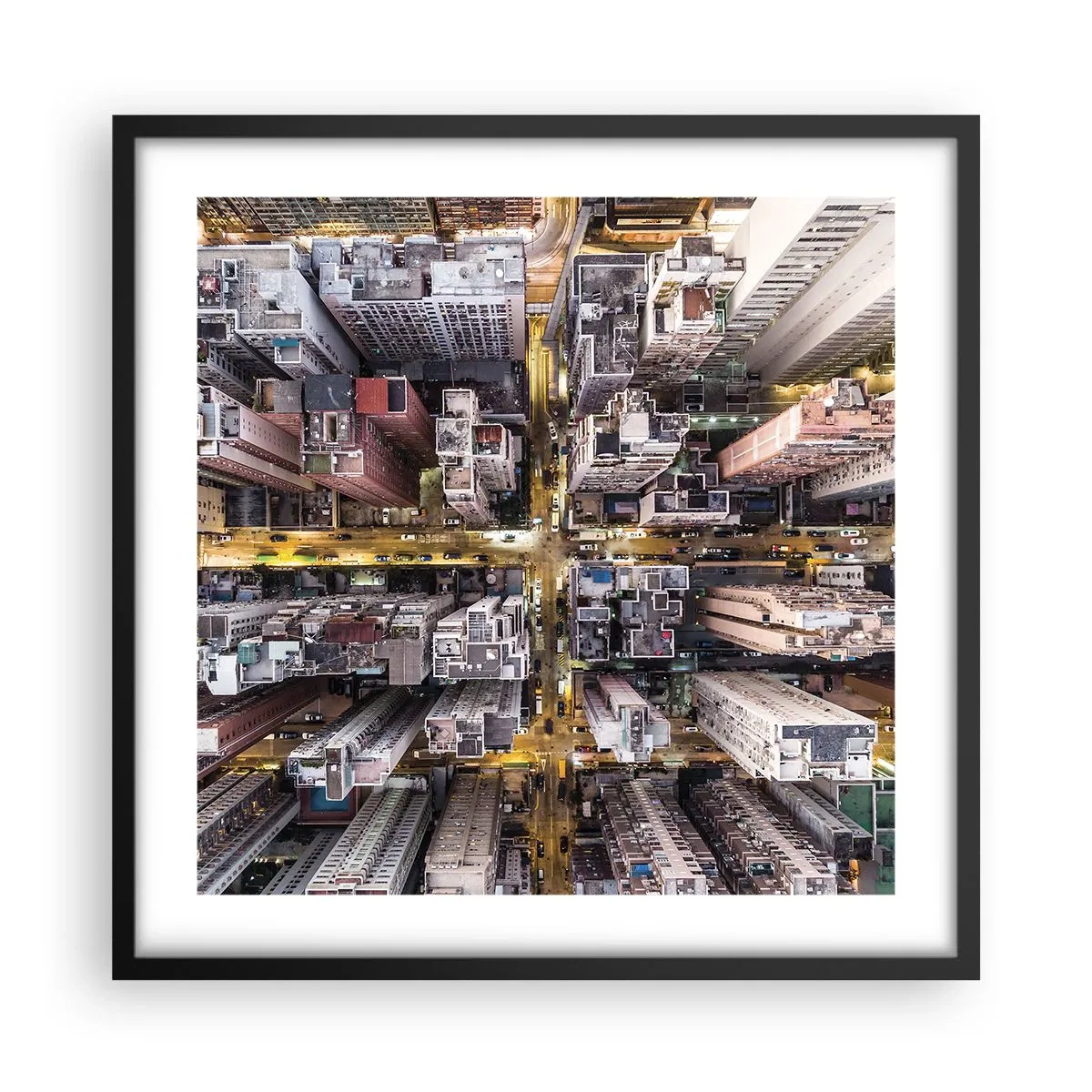 Plakat i sort ramme - Hilsner fra Hong Kong - 50x50 cm