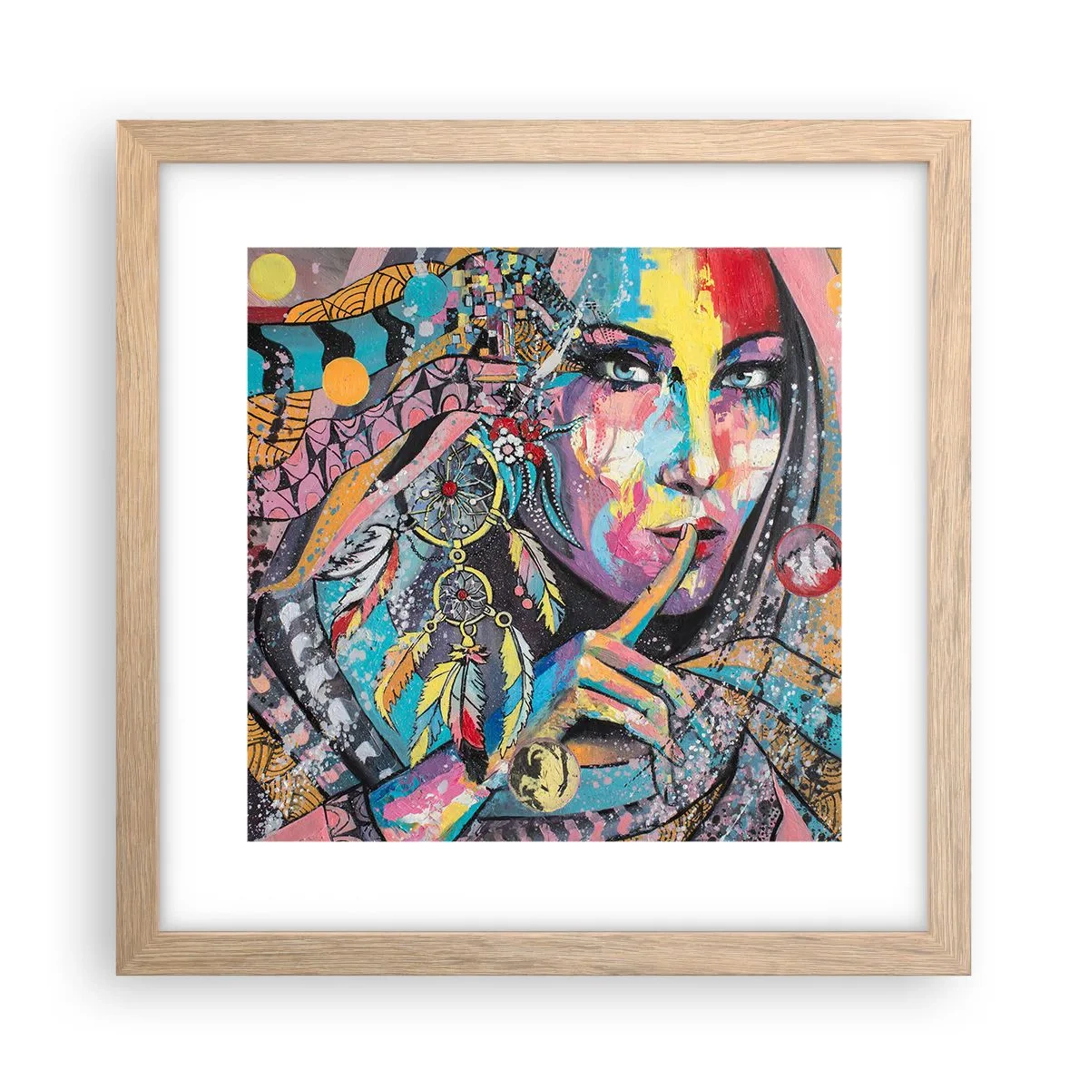 Plakat i ramme af lyst egetræ - Vær tavs, indtil du forstår - 30x30 cm