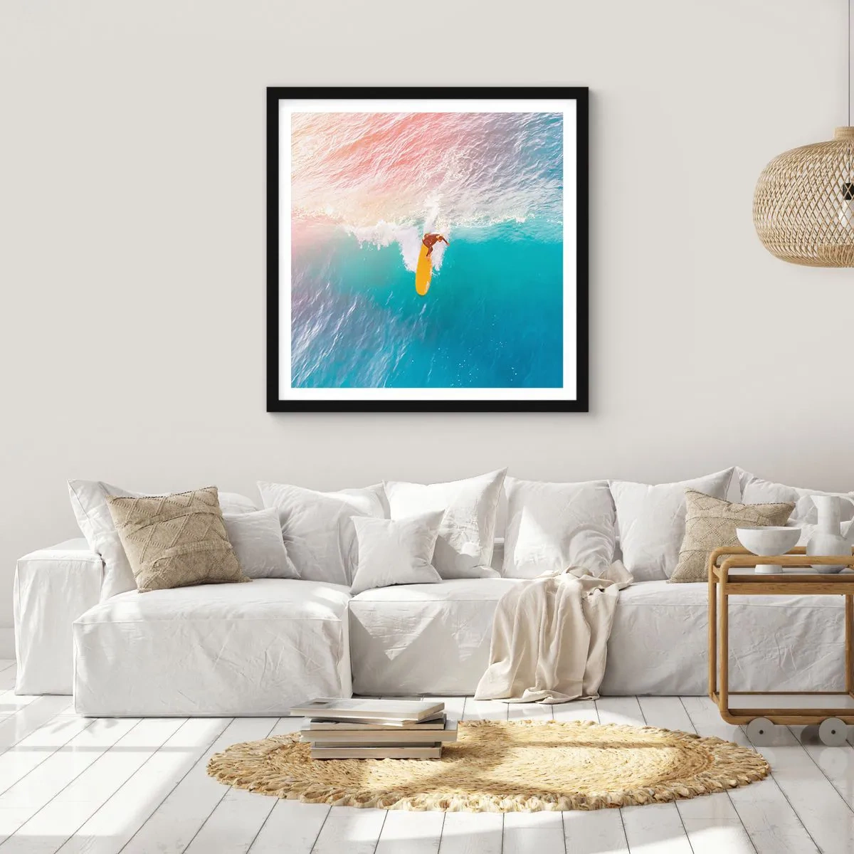 Plakat i sort ramme - Ocean rytter - 50x50 cm
