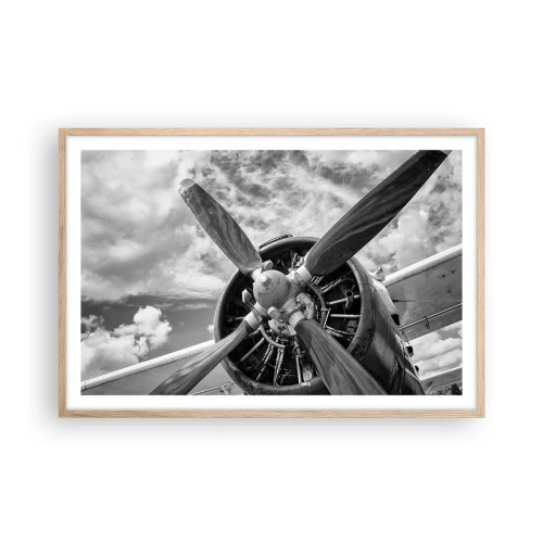 Plakat i ramme af lyst egetræ - Himmelens erobrer - 91x61 cm