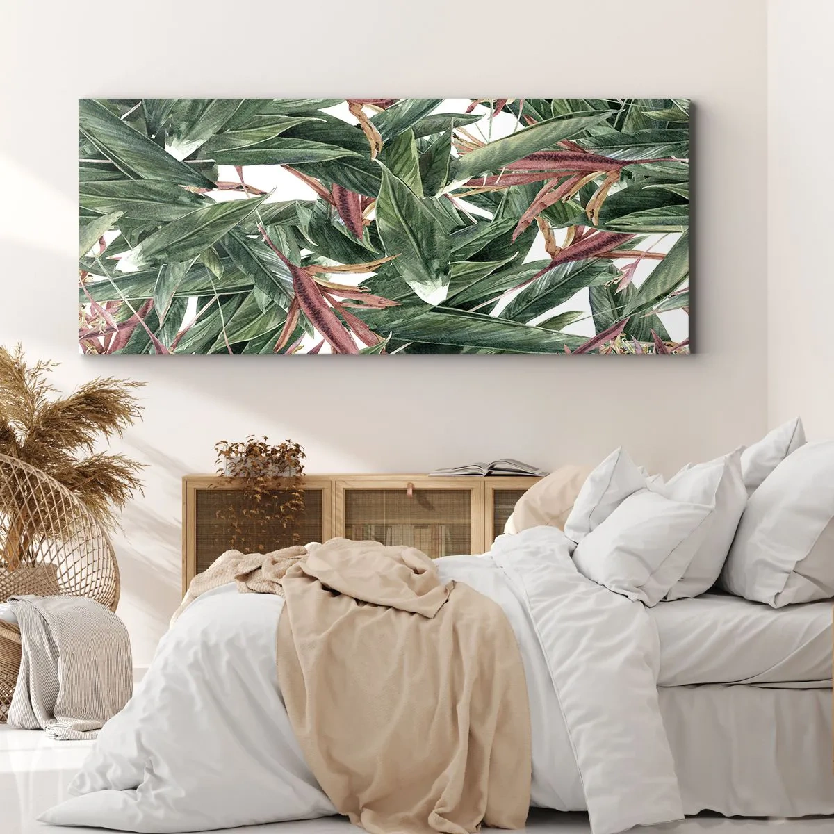Lærredstryk - Billede på lærred - Smaragd- og syrenbuskads - 90x30 cm