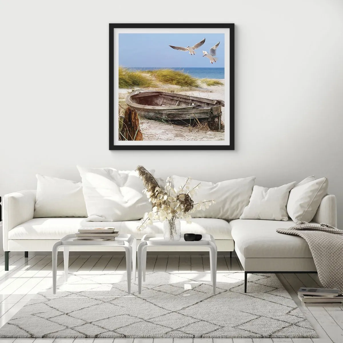 Plakat i sort ramme - Badet i vinden - 50x50 cm