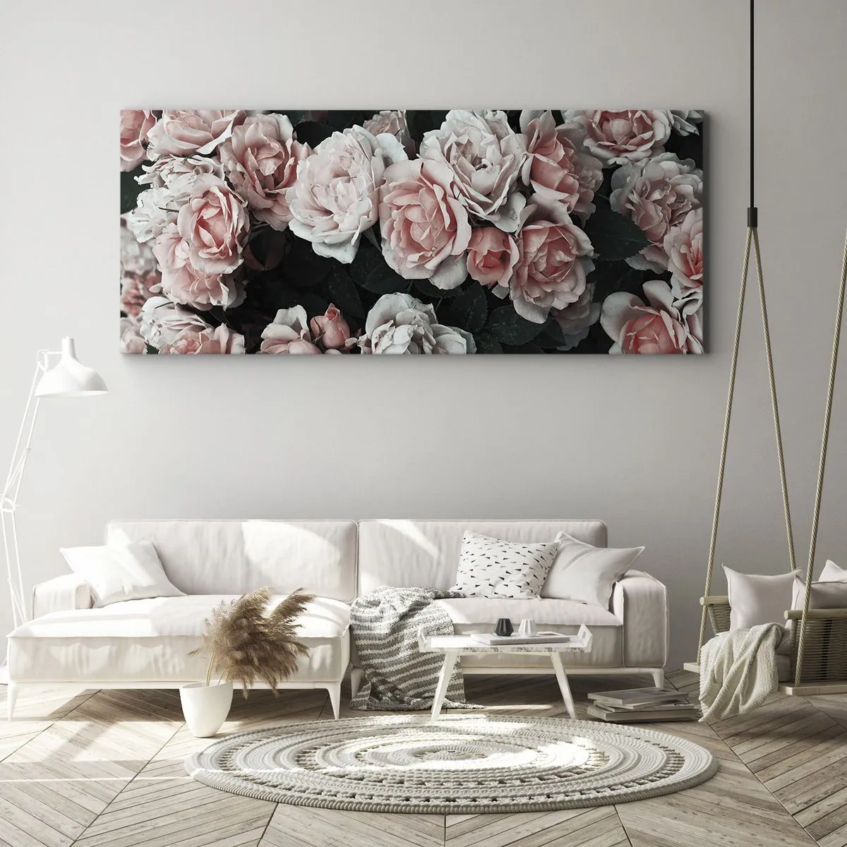 Lærredstryk - Billede på lærred - Lyserød ansamble - 100x40 cm