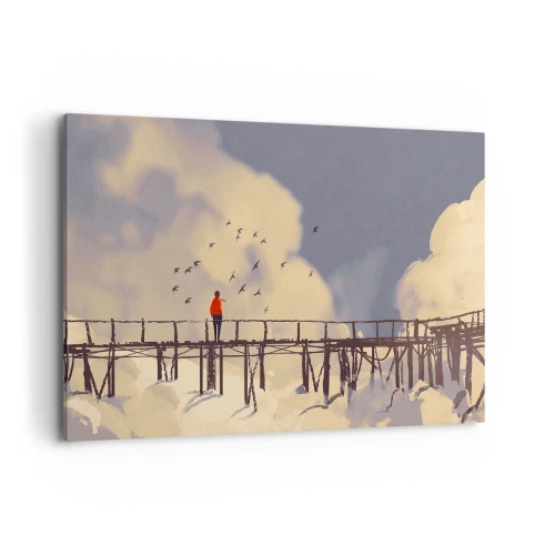 Lærredstryk - Billede på lærred - Blå længsel - 100x70 cm