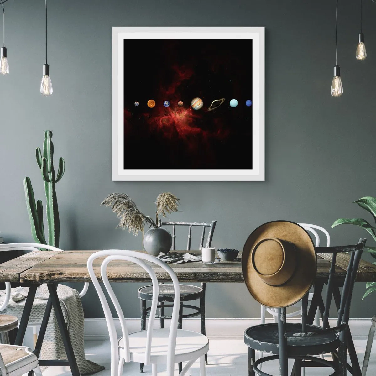 Plakat i hvid ramme - Vores nabolag - 50x50 cm