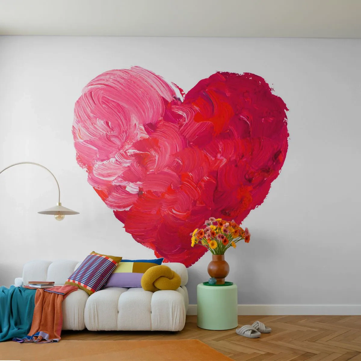 Fototapet Premium Sand - All you need is love - Abstraktion, Rødt Hjerte, Symbol på kærlighed - 100x70 cm
