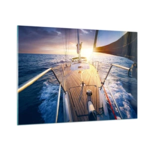 Billede på glas - Løber på bølgerne - 100x70 cm