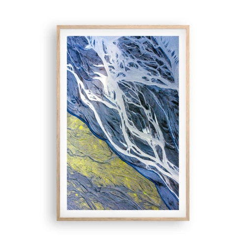 Plakat i ramme af lyst egetræ - Naturens hulemalerier - 61x91 cm