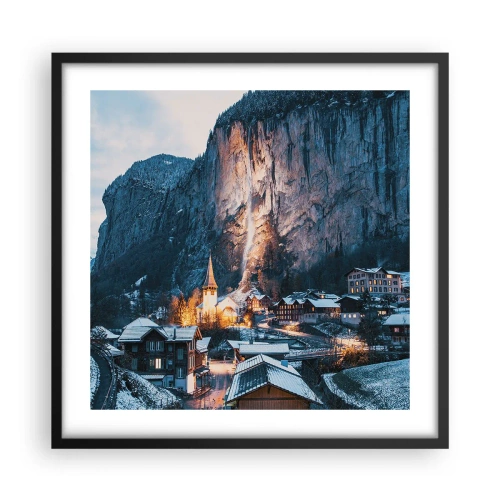 Plakat i sort ramme - Vinterens lysende ånd - 50x50 cm