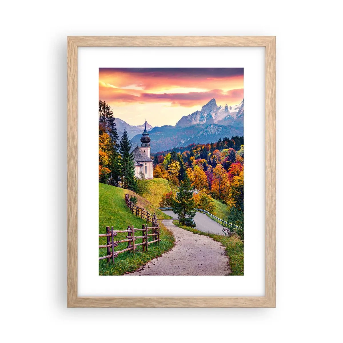 Plakat i ramme af lyst egetræ - Landskab som maleri - 30x40 cm