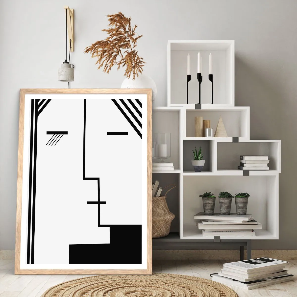Plakat i ramme af lyst egetræ - Bare et kys - 70x100 cm