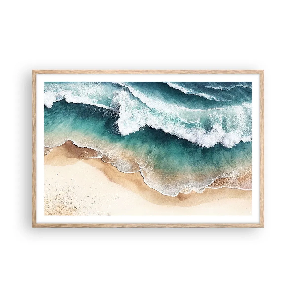 Plakat i ramme af lyst egetræ - Et evigt møde - 91x61 cm