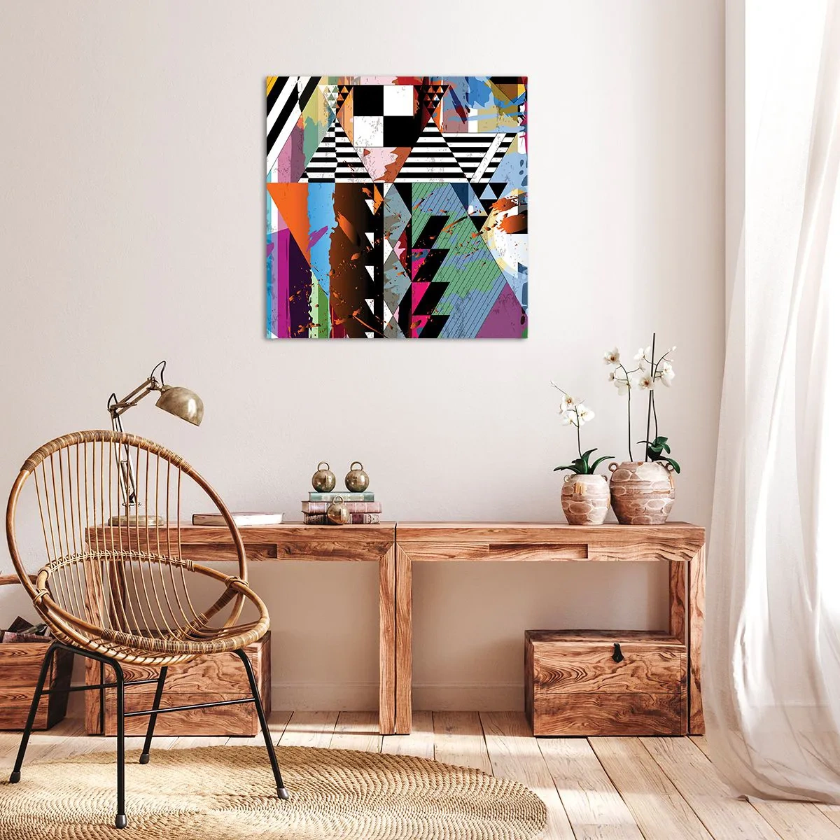 Lærredstryk - Billede på lærred - Geometrisk og organisk - 60x60 cm