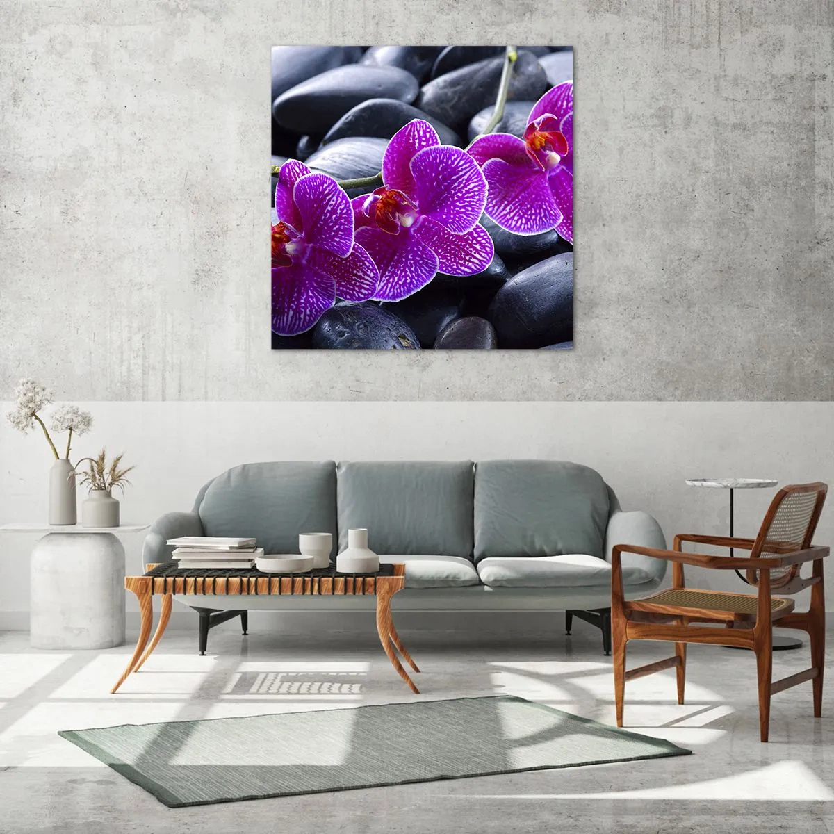 Billede på glas - Stenene lyste op af glæde - 30x30 cm