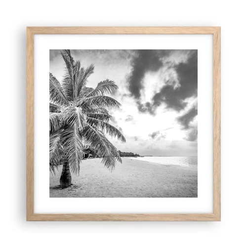 Plakat i ramme af lyst egetræ - Når du længes efter ensomhed.... - 40x40 cm