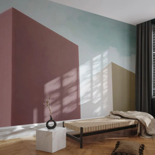 Fototapet Selvklæbende Deluxe Sticker - Geometri af en solrig sommer - Bygninger, Arkitektur, Tredimensionel - 400x280 cm