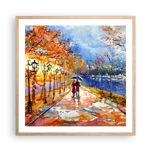 Plakat i ramme af lyst egetræ - Sammen indtil tidsfristen - 60x60 cm