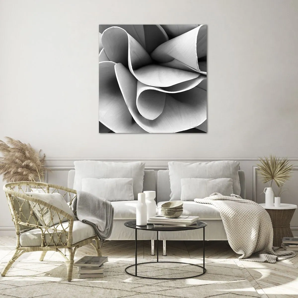 Billede på glas - Hvad der sker i rummet - 60x60 cm