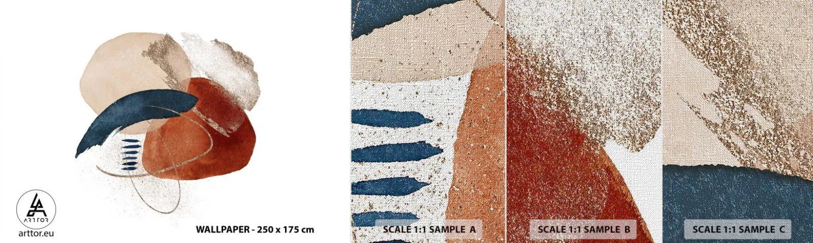 Prøve Fototapet Premium Canvas - Oval sammensætning - Abstraktion, Stykke, Moderne mønster - 100x30 cm