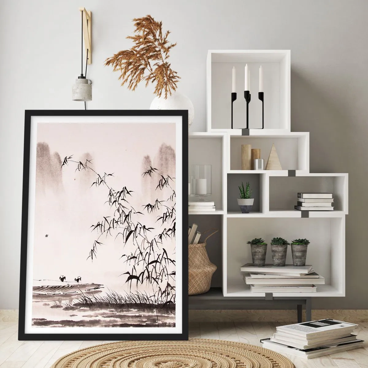 Plakat i sort ramme - Stilhed i rismarkerne - 30x40 cm