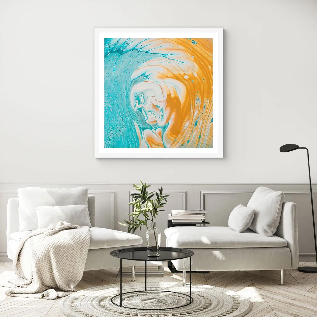 Plakat i hvid ramme - Pastel hvirvel - 60x60 cm