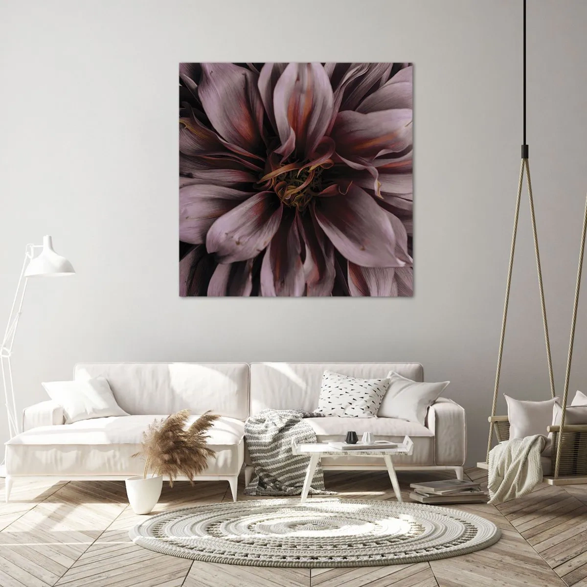 Lærredstryk - Billede på lærred - Blomstret hjerte - 60x60 cm