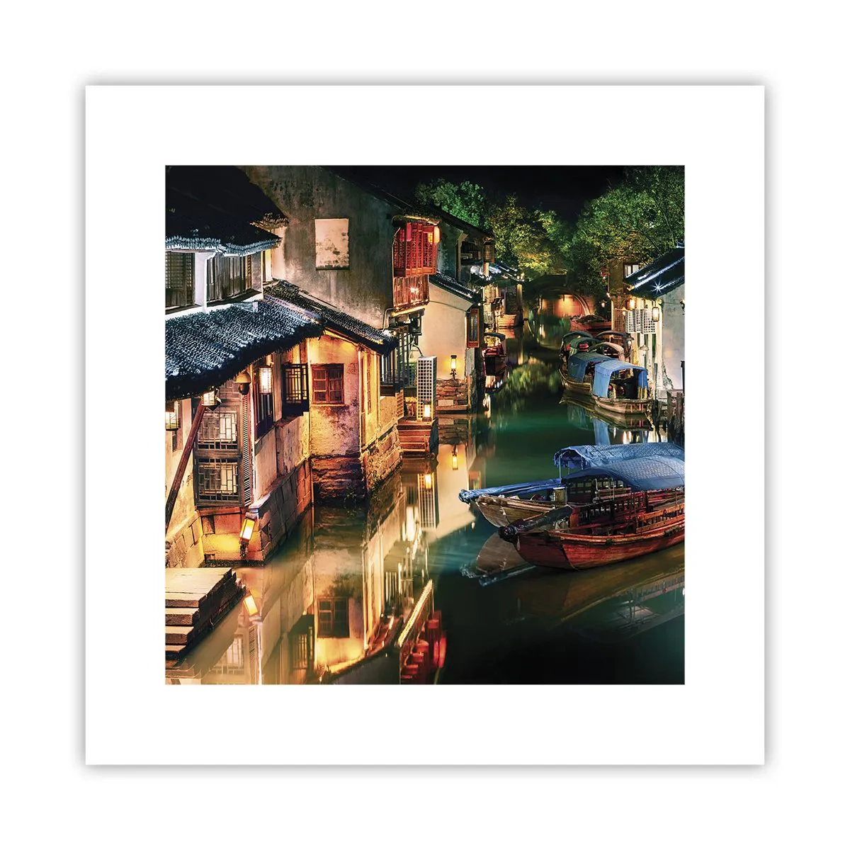 Plakat - En aften på en kinesisk gade - 30x30 cm