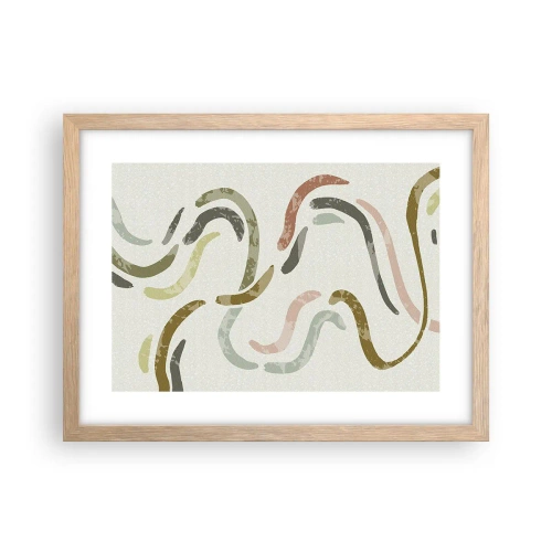 Plakat i ramme af lyst egetræ - Abstraktionens glade dans - 40x30 cm
