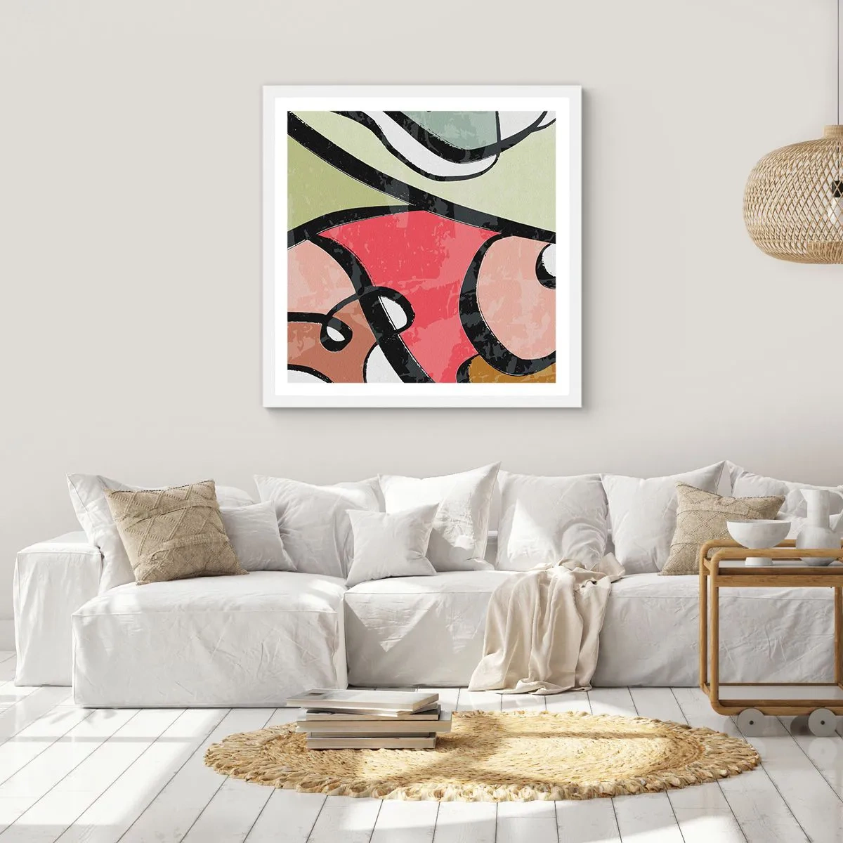 Plakat i hvid ramme - Pirouetter blandt farver - 40x40 cm