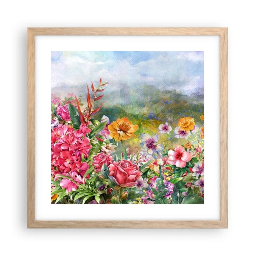Plakat i ramme af lyst egetræ - En have, der er gået amok - 40x40 cm