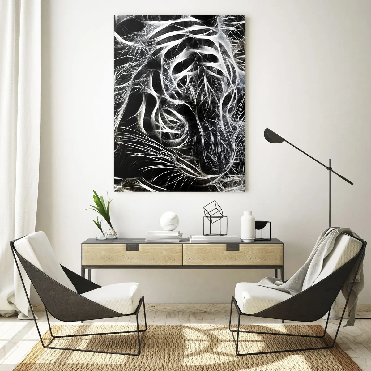 Billede på glas - En undersøgelse af kattens lethed - 50x70 cm