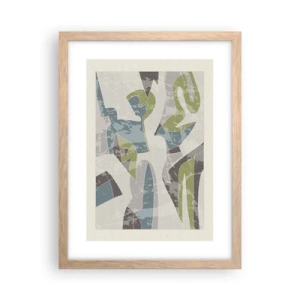 Plakat i ramme af lyst egetræ - Komposition bag glas - 30x40 cm