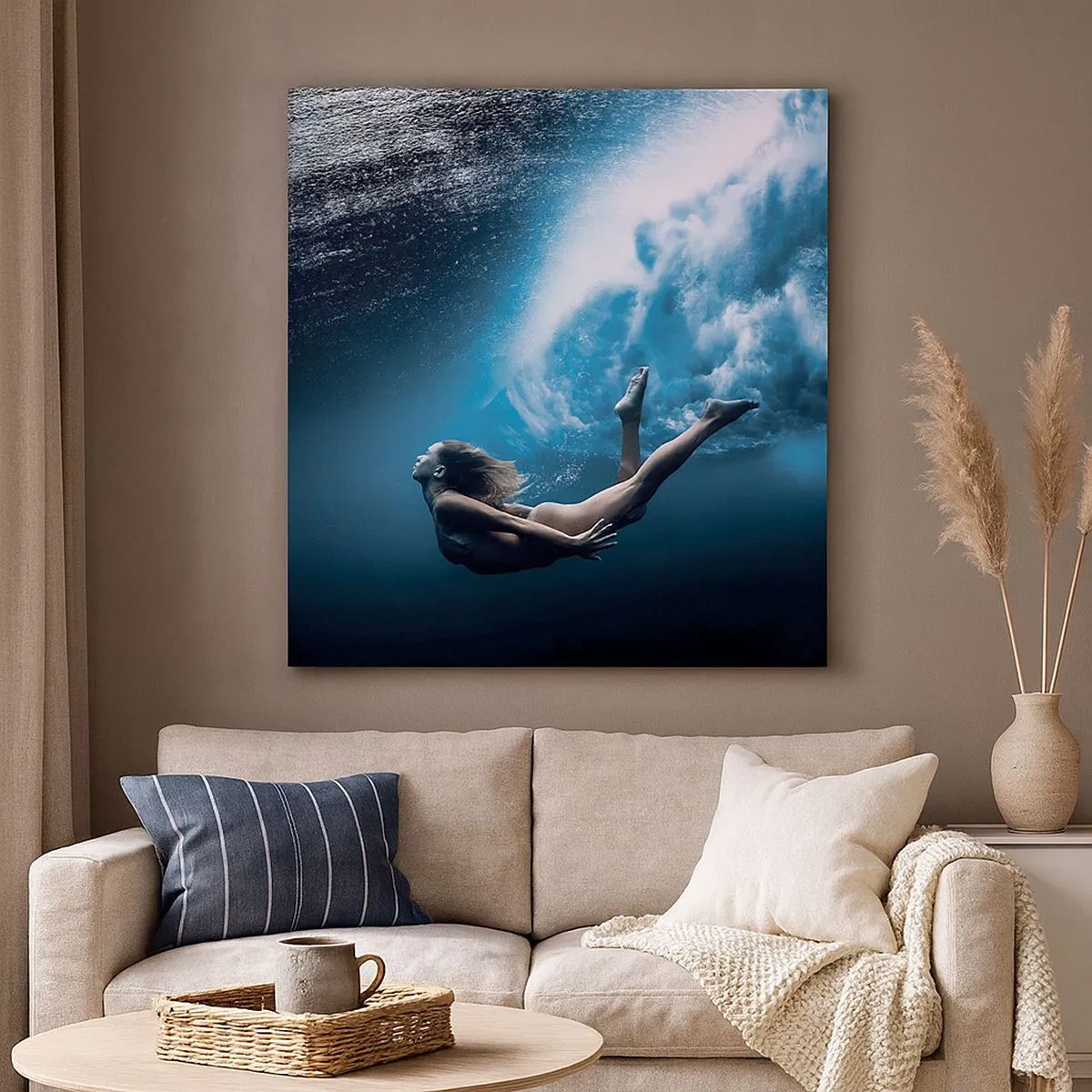 Lærredstryk - Billede på lærred - Den moderne havfrue - 30x30 cm