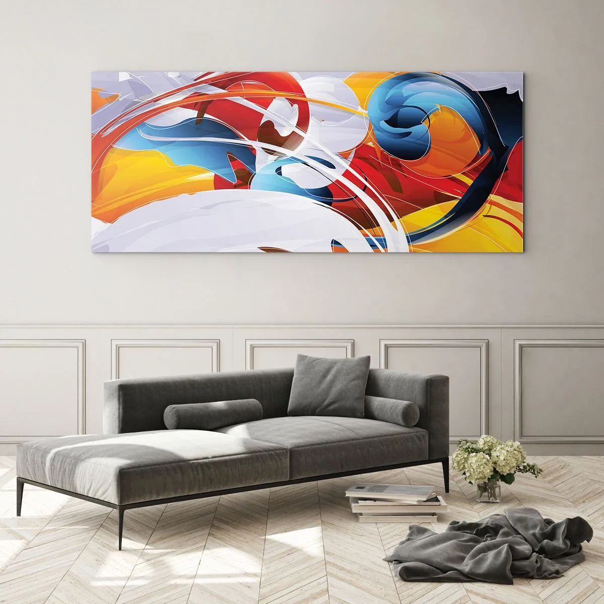 Billede på glas - Elementernes dans - 90x30 cm