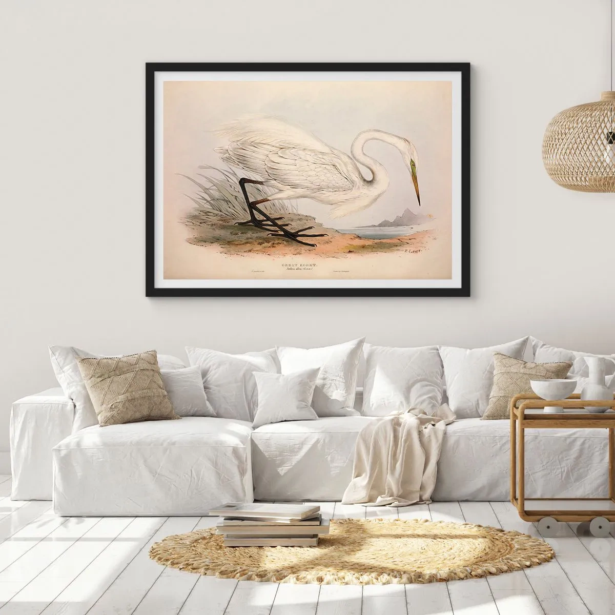 Plakat i sort ramme - Dame på sivene - 70x50 cm