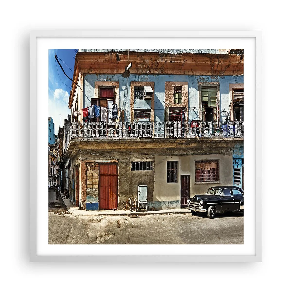 Plakat i hvid ramme - Havana stemning - 60x60 cm