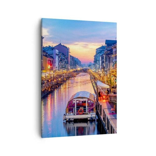 Lærredstryk - Billede på lærred - En aften med lys og sjov - 50x70 cm