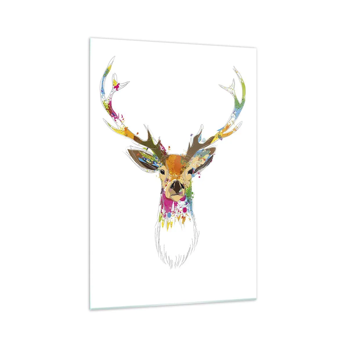Billede på glas - Blid kronhjort badet i farver - 70x100 cm