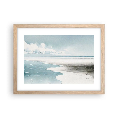 Plakat i ramme af lyst egetræ - Blidt tidevand - 40x30 cm