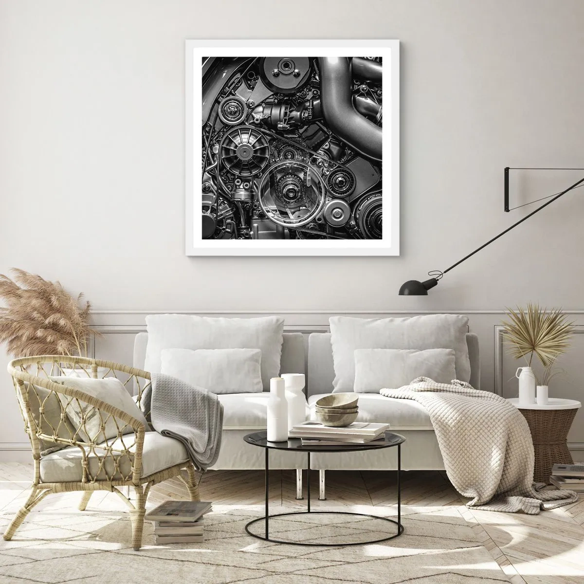 Plakat i hvid ramme - Mekanikkens poesi - 50x50 cm