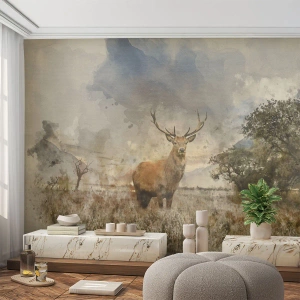 Fototapet Premium Canvas - Værdighed - styrke - værdighed - Dyr, Hjort, Landskab - 200x140 cm